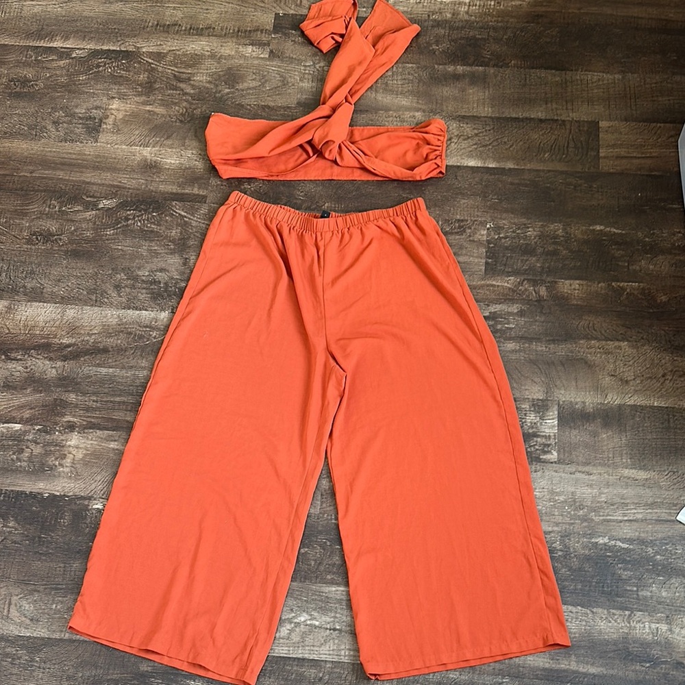 SHEIN Orange Wide Leg Pants